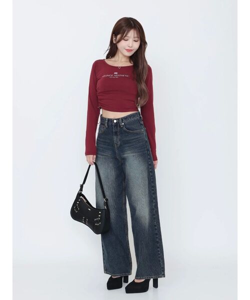 EATME（イートミー）の「アシンメトリーギャザーTOP（Tシャツ/カットソー・レディース・ピンク/オフホワイト/ワイン・FREE）」の22枚目の写真