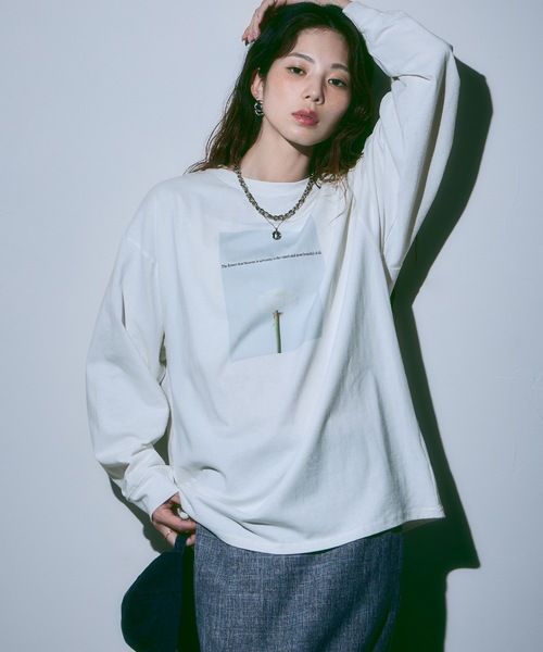 etoll.（エトル）の「フラワーフォトプリントロングTシャツ（Tシャツ/カットソー・レディース・ホワイト系1/ホワイト系2・FREE）」の12枚目の写真