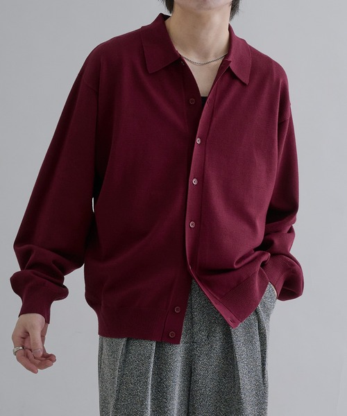 HARE メランジツイードシャツニット F ブラック ベーシックルーズニットシャツ（ニット/セーター）｜epnok