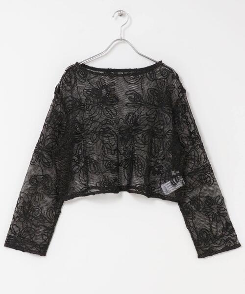 SENSE OF PLACE by URBAN RESEARCH（センスオブプレイスバイアーバンリサーチ）の「コードシシュウメッシュトップ（Tシャツ/カットソー・レディース・ブラウン/ブラック/アイボリー・ONE）」の5枚目の写真