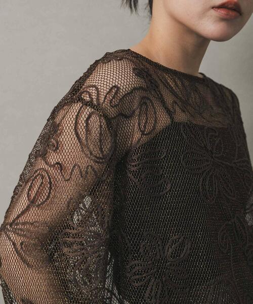 SENSE OF PLACE by URBAN RESEARCH（センスオブプレイスバイアーバンリサーチ）の「コードシシュウメッシュトップ（Tシャツ/カットソー・レディース・ブラウン/ブラック/アイボリー・ONE）」の7枚目の写真