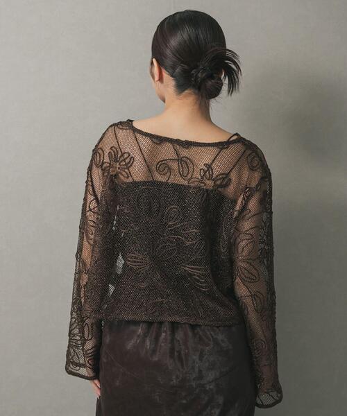 SENSE OF PLACE by URBAN RESEARCH（センスオブプレイスバイアーバンリサーチ）の「コードシシュウメッシュトップ（Tシャツ/カットソー・レディース・ブラウン/ブラック/アイボリー・ONE）」の9枚目の写真