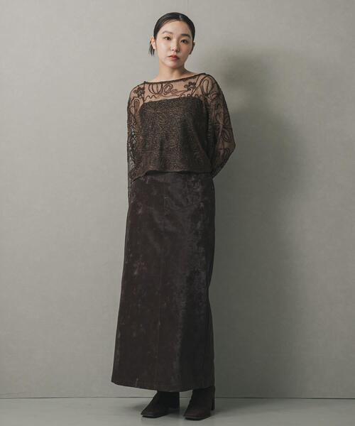 SENSE OF PLACE by URBAN RESEARCH（センスオブプレイスバイアーバンリサーチ）の「コードシシュウメッシュトップ（Tシャツ/カットソー・レディース・ブラウン/ブラック/アイボリー・ONE）」の10枚目の写真