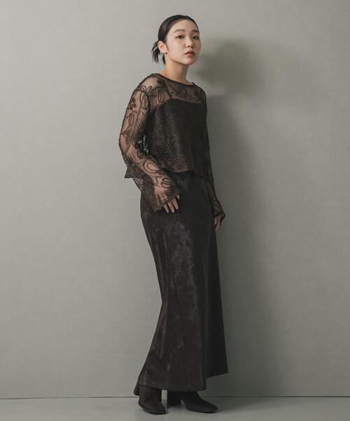 SENSE OF PLACE by URBAN RESEARCH（センスオブプレイスバイアーバンリサーチ）の「コードシシュウメッシュトップ（Tシャツ/カットソー・レディース・ブラウン/ブラック/アイボリー・ONE）」の12枚目の写真