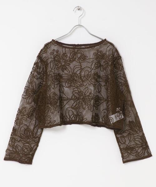 SENSE OF PLACE by URBAN RESEARCH（センスオブプレイスバイアーバンリサーチ）の「コードシシュウメッシュトップ（Tシャツ/カットソー・レディース・ブラウン/ブラック/アイボリー・ONE）」の14枚目の写真