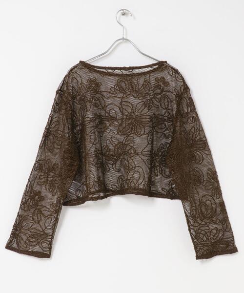 SENSE OF PLACE by URBAN RESEARCH（センスオブプレイスバイアーバンリサーチ）の「コードシシュウメッシュトップ（Tシャツ/カットソー・レディース・ブラウン/ブラック/アイボリー・ONE）」の16枚目の写真