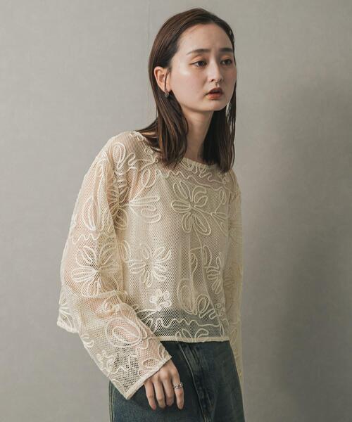 SENSE OF PLACE by URBAN RESEARCH（センスオブプレイスバイアーバンリサーチ）の「コードシシュウメッシュトップ（Tシャツ/カットソー・レディース・ブラウン/ブラック/アイボリー・ONE）」の22枚目の写真