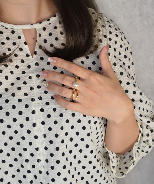 BROTHERHOOD（ブラザーフッド）の「【earyear】Wave Pearl Design Double Finger Ring（リング・レディース・シルバー/ゴールド・FREE）」の11枚目の写真