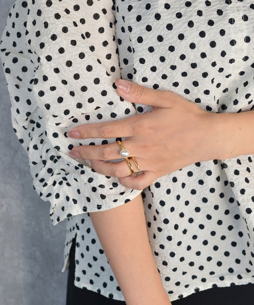 BROTHERHOOD（ブラザーフッド）の「【earyear】Wave Pearl Design Double Finger Ring（リング・レディース・シルバー/ゴールド・FREE）」の12枚目の写真