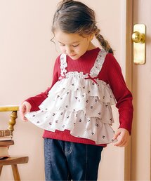 apres les cours | 【リンク/ジュニア対応】さくらんぼ・ハート柄ティアードトップス(Tシャツ/カットソー)