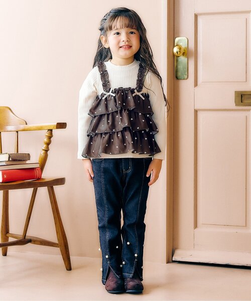 リンク/ジュニア対応】さくらんぼ・ハート柄ティアードトップス（T