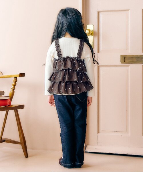 apres les cours（アプレレクール）の「【リンク/ジュニア対応】さくらんぼ・ハート柄ティアードトップス（Tシャツ/カットソー・キッズ・レッド/アイボリー・140/90/100/110/120/80/130）」の4枚目の写真