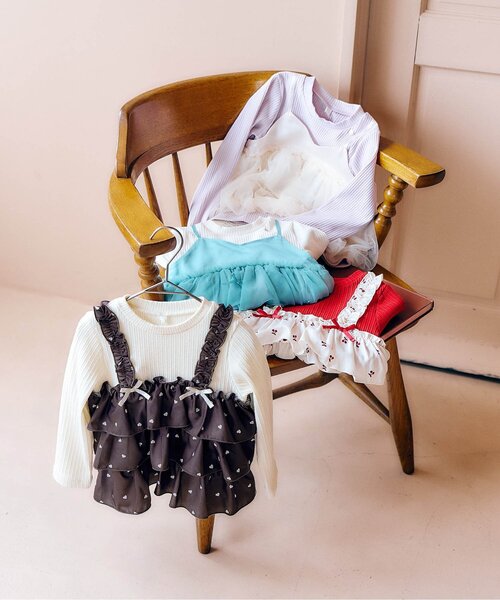 リンク/ジュニア対応】さくらんぼ・ハート柄ティアードトップス（T