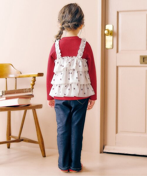 リンク/ジュニア対応】さくらんぼ・ハート柄ティアードトップス（T