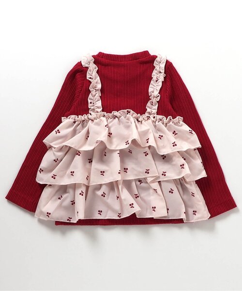 リンク/ジュニア対応】さくらんぼ・ハート柄ティアードトップス（T