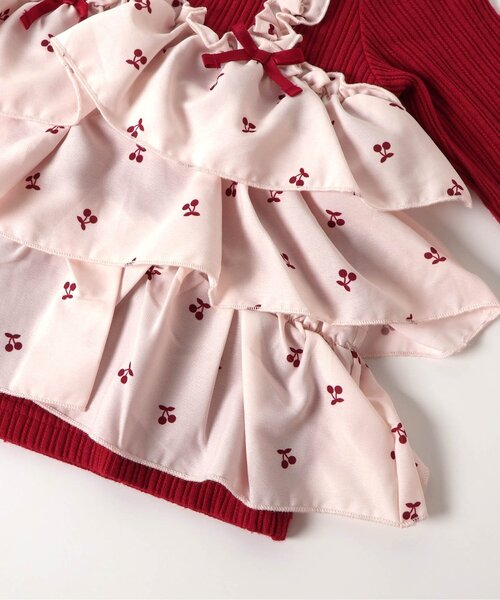 apres les cours（アプレレクール）の「【リンク/ジュニア対応】さくらんぼ・ハート柄ティアードトップス（Tシャツ/カットソー・キッズ・レッド/アイボリー・140/90/100/110/120/80/130）」の16枚目の写真