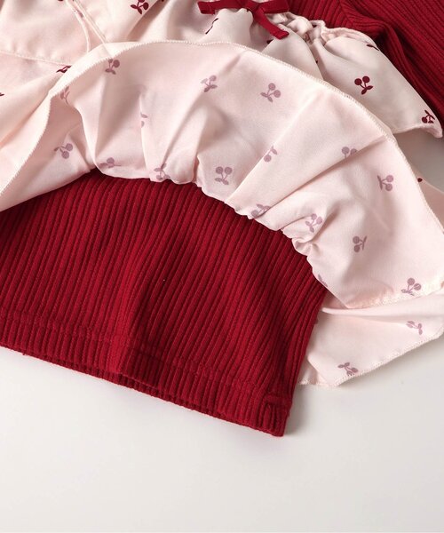 apres les cours（アプレレクール）の「【リンク/ジュニア対応】さくらんぼ・ハート柄ティアードトップス（Tシャツ/カットソー・キッズ・レッド/アイボリー・140/90/100/110/120/80/130）」の17枚目の写真