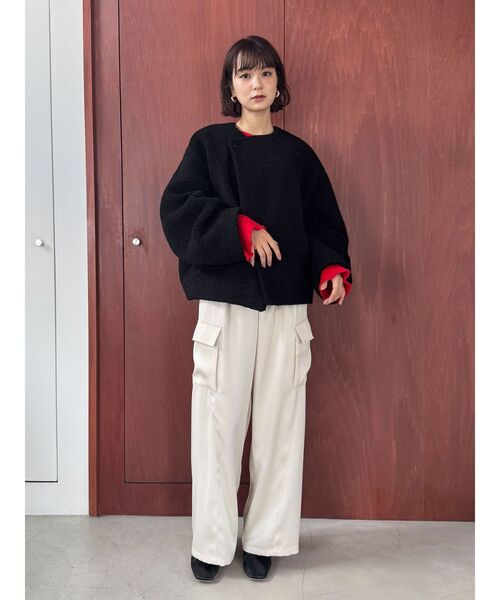 LAGUNAMOON(ラグナムーン)の「サテンカーゴワイドパンツ(カーゴパンツ・レディース・チャコールグレー/アイボリー・SMALL/MEDIUM)」の14枚目の写真