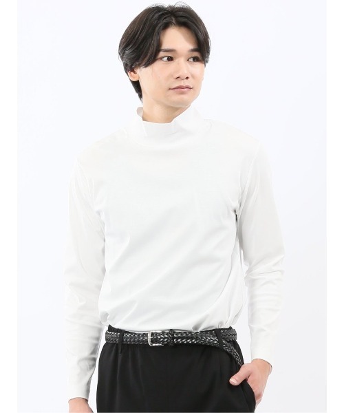 TAKA-Q(タカキュー)の「Tシャツ メンズ 長袖 ストレッチ 綿 コットン 無地 シルケット スムス スロープネック ドレスT(Tシャツ/カットソー・メンズ・ホワイト/ネイビー・S/MEDIUM/LARGE/X-LARGE)」の1枚目の写真