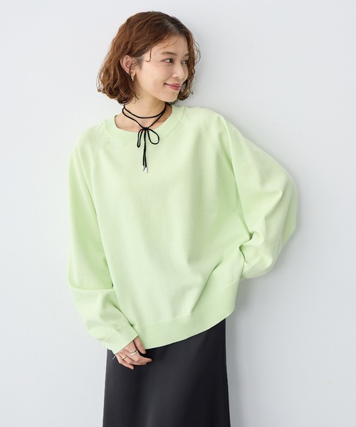 anyfee（エニフィー）の「【anyfee/大きいサイズ】スウェットライクニットプルオーバー（ニット/セーター・レディース・杢グレー/ラベンダー/ライム/ブラック・LL/3L/4L/5L）」の3枚目の写真