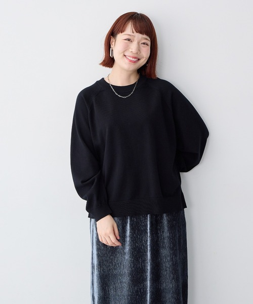 anyfee（エニフィー）の「【anyfee/大きいサイズ】スウェットライクニットプルオーバー（ニット/セーター・レディース・杢グレー/ラベンダー/ライム/ブラック・LL/3L/4L/5L）」の19枚目の写真