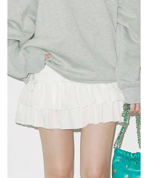 EVRIS（エヴリス）の「ドッキングフリルミニスカート（スカート・レディース・ブラック/ホワイト・SMALL/MEDIUM）」の2枚目の写真