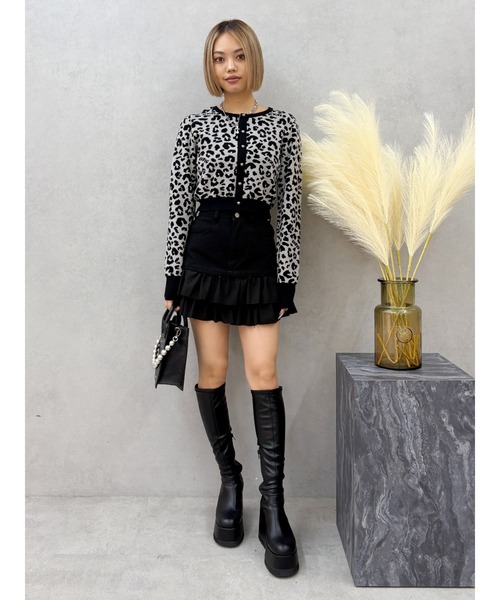 EVRIS（エヴリス）の「ドッキングフリルミニスカート（スカート・レディース・ブラック/ホワイト・SMALL/MEDIUM）」の5枚目の写真