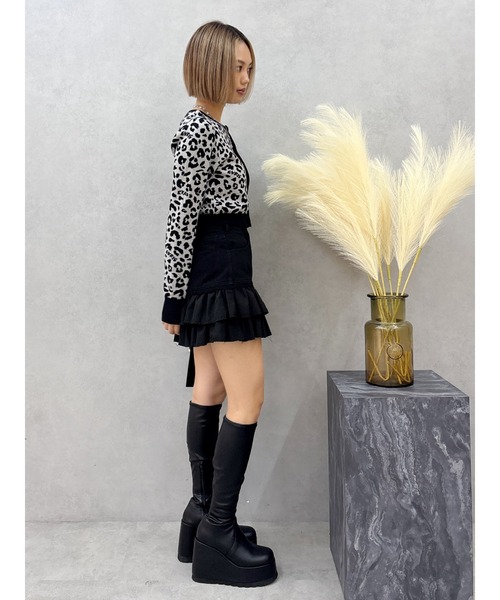 EVRIS（エヴリス）の「ドッキングフリルミニスカート（スカート・レディース・ブラック/ホワイト・SMALL/MEDIUM）」の7枚目の写真