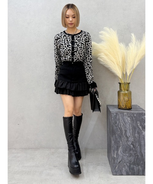 EVRIS（エヴリス）の「ドッキングフリルミニスカート（スカート・レディース・ブラック/ホワイト・SMALL/MEDIUM）」の9枚目の写真