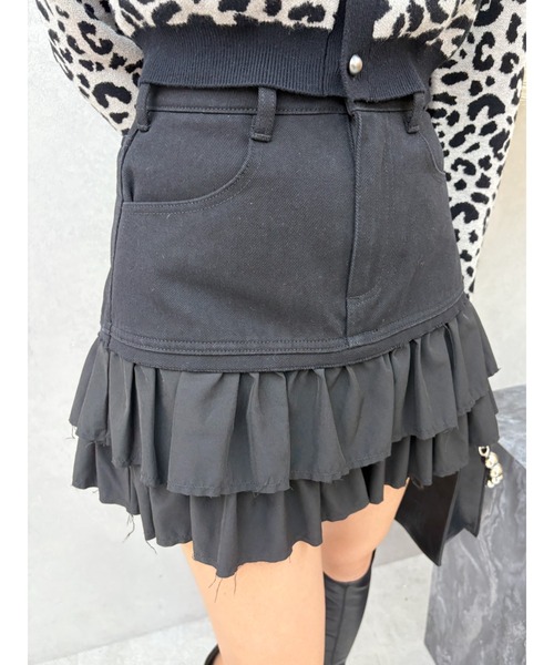 EVRIS（エヴリス）の「ドッキングフリルミニスカート（スカート・レディース・ブラック/ホワイト・SMALL/MEDIUM）」の10枚目の写真