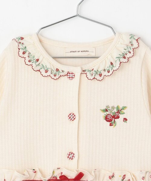 sense of wonder（センスオブワンダー）の「【オーガニック】野イチゴ長袖バルーンワンピース【日本製】（ワンピース・キッズ・ホワイト系・80ｃｍ/90cm/100cm/110cm/120cm）」の3枚目の写真