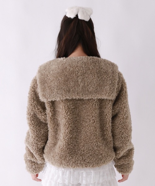 repipi armario（レピピ アルマリオ）の「【girly line】セーラ－モコモコジャケット（ダッフルコート・キッズ・モカ/アイボリー・SMALL/MEDIUM/LARGE）」の20枚目の写真