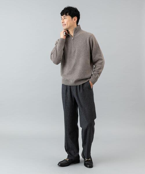 セール】『XLサイズあり』ハミルトンラムズウールハーフジップニット