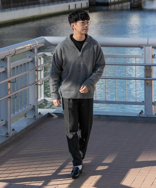 セール】『XLサイズあり』ハミルトンラムズウールハーフジップニット