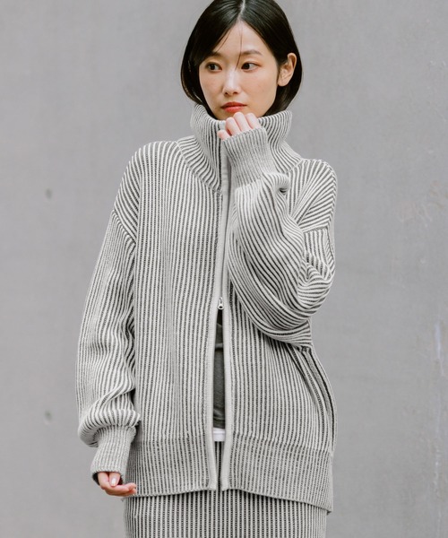 LAKOLE（ラコレ）の「配色ZIPカーディガン / 581264（ニット/セーター