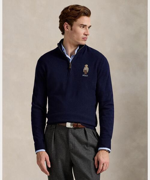 ポロ ラルフローレン ベアウールクォータージップセーター 秋冬 サイズM 新品 Polo ベア ウール クォータージップ セーター(ニット/セーター