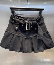 SPIGA | ﾍﾞﾙﾄ付ﾎﾞｯｸｽﾌﾟﾘｰﾂﾃﾞﾆﾑﾐﾆｽｶｰﾄ(デニムスカート)