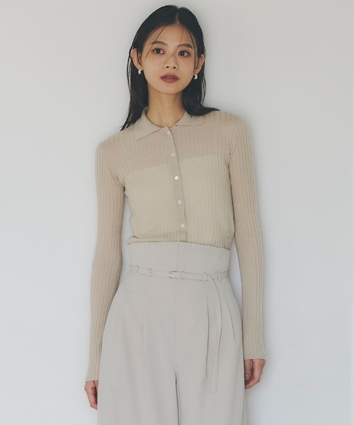 カシミヤ100ニットシャツカーディガン（カーディガン/ボレロ）｜anuans