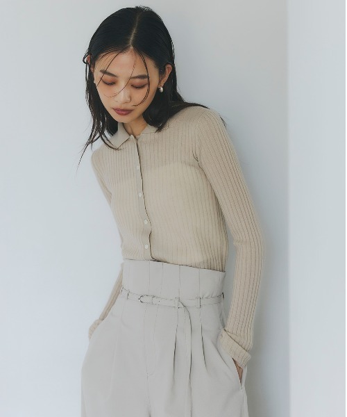 カシミヤ100ニットシャツカーディガン（カーディガン/ボレロ）｜anuans