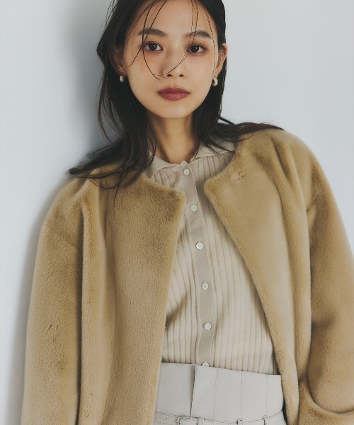 カシミヤ100ニットシャツカーディガン（カーディガン/ボレロ）｜anuans