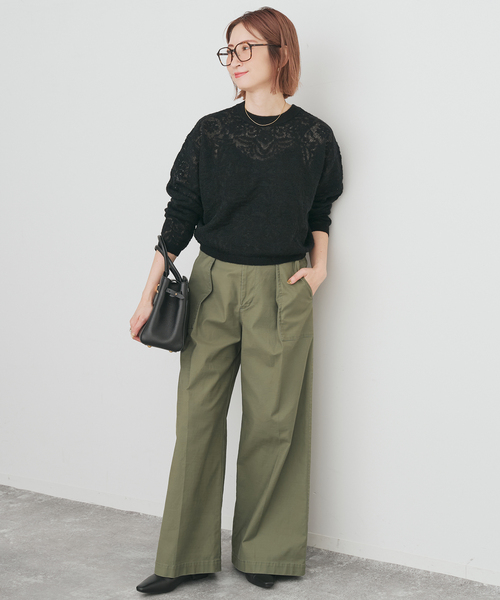 Spick & Span(スピックアンドスパン)の「《手洗い可》2WAYレースジャガードニット(ニット/セーター・レディース・ブラック/ホワイト・FREE)」の3枚目の写真