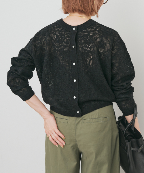 Spick & Span(スピックアンドスパン)の「《手洗い可》2WAYレースジャガードニット(ニット/セーター・レディース・ブラック/ホワイト・FREE)」の7枚目の写真