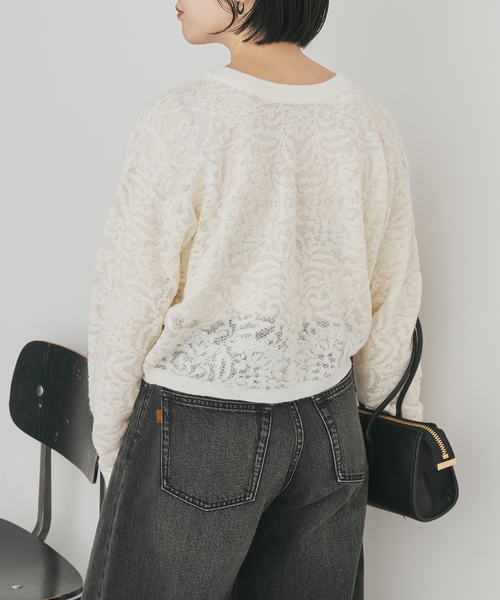 Spick & Span(スピックアンドスパン)の「《手洗い可》2WAYレースジャガードニット(ニット/セーター・レディース・ブラック/ホワイト・FREE)」の14枚目の写真