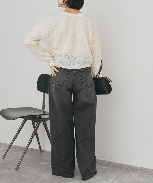 Spick & Span(スピックアンドスパン)の「《手洗い可》2WAYレースジャガードニット(ニット/セーター・レディース・ブラック/ホワイト・FREE)」の17枚目の写真