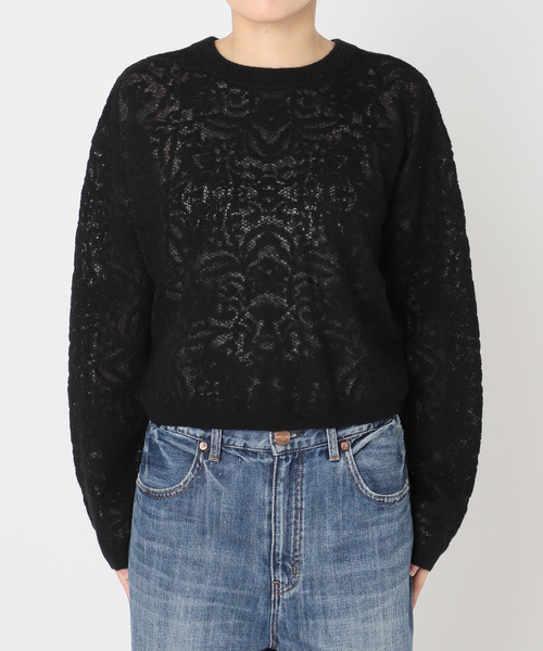 Spick & Span(スピックアンドスパン)の「《手洗い可》2WAYレースジャガードニット(ニット/セーター・レディース・ブラック/ホワイト・FREE)」の18枚目の写真