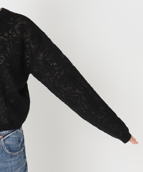 Spick & Span(スピックアンドスパン)の「《手洗い可》2WAYレースジャガードニット(ニット/セーター・レディース・ブラック/ホワイト・FREE)」の22枚目の写真