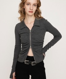 FRONT GATHER ZIP TOPS フロント ギャザー ジップ トップス 秋服 冬服