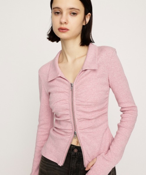 FRONT GATHER ZIP TOPS フロント ギャザー ジップ トップス 秋服 冬服