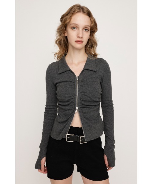 FRONT GATHER ZIP TOPS フロント ギャザー ジップ トップス 秋服 冬服