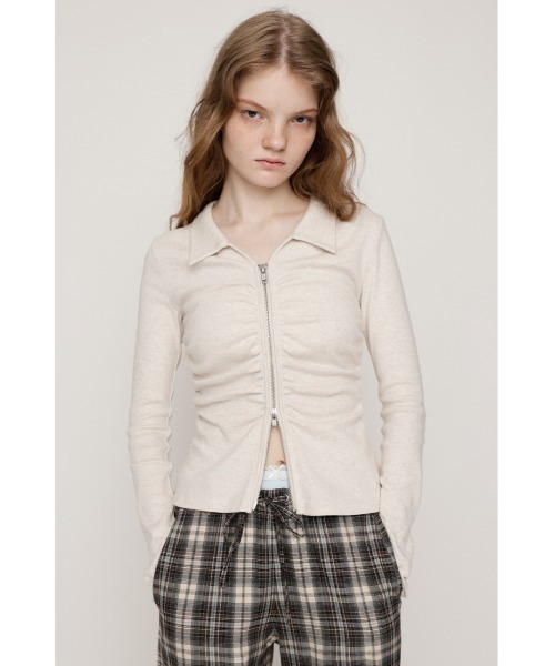 FRONT GATHER ZIP TOPS フロント ギャザー ジップ トップス 秋服 冬服